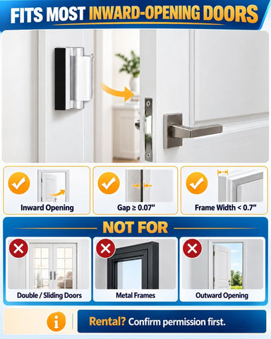 Home Security Front Door Lock, Child Safety Door Reinforcement Lock Latch