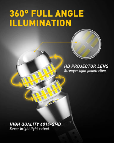 AUXITO 912 921 LED Bulb Reverse Light Bulbs, 600% Ultra Bright White, Non-polarity 906 W16W T15 921 LED Bulb Direct Back Up Parking Light Replacement Lamp, Pack of 2