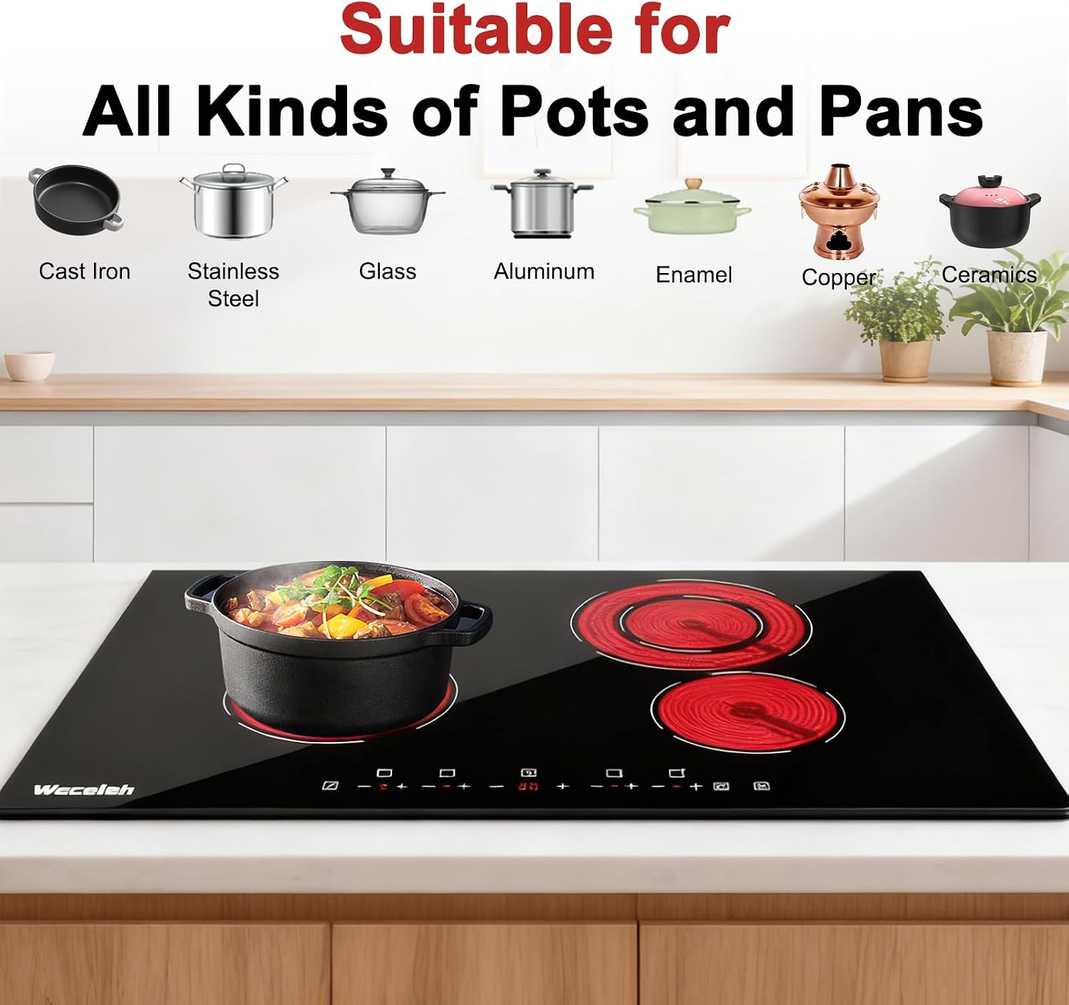 Electric Cooktop 30 Inch, 4 Burners Built-in Electric Stove Top