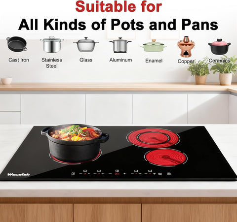 Electric Cooktop 30 Inch, 4 Burners Built-in Electric Stove Top