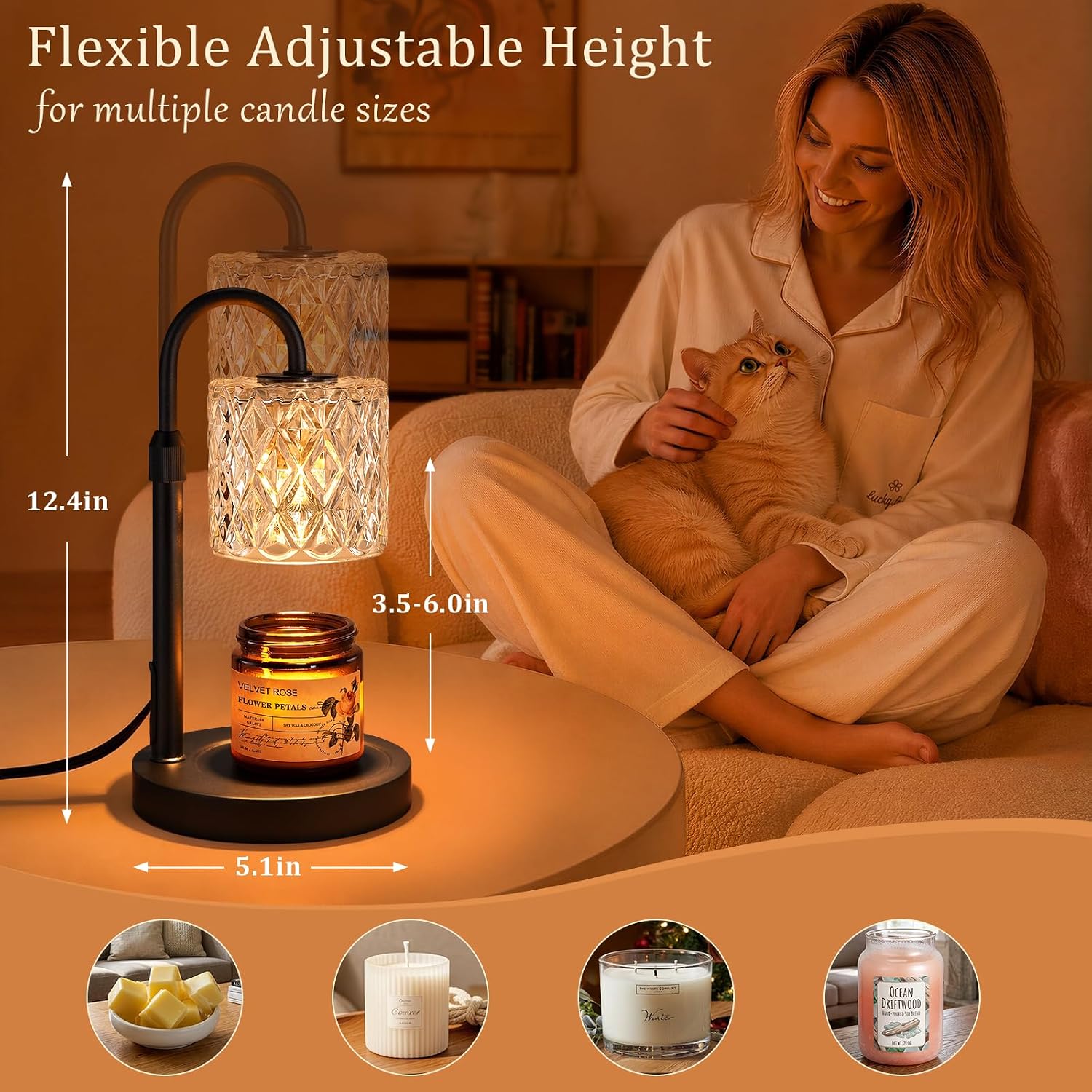 Candle Warmer Lamp with Timer, Birthday Gifts for Women, Room Decor, Black
