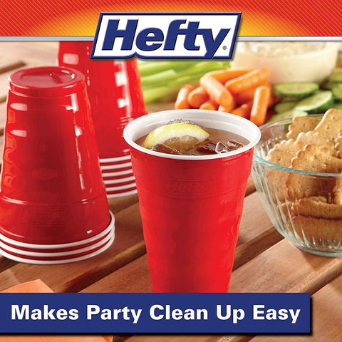 Hefty Easy Grip Disposable Plastic Cold Cups, Red, 18 Ounce (50 Count (Pack of 3)) | 18 Oz Red Cups for Parties, Tailgates, Birthdays, Holidays, and More, Contoured Shape for Easy Gripping, Strong and Durable