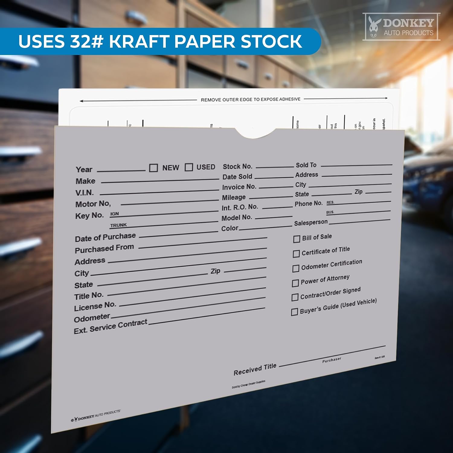 Printed Vehicle Deal Envelopes 9x12 Deal Jackets (100 shrink wrapped) (Gray)