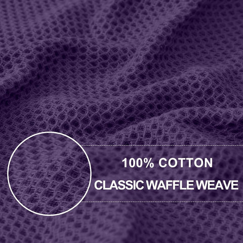 Homaxy 100% Cotton Waffle Weave Kitchen Dish Towels 6-Pack, Eggplant