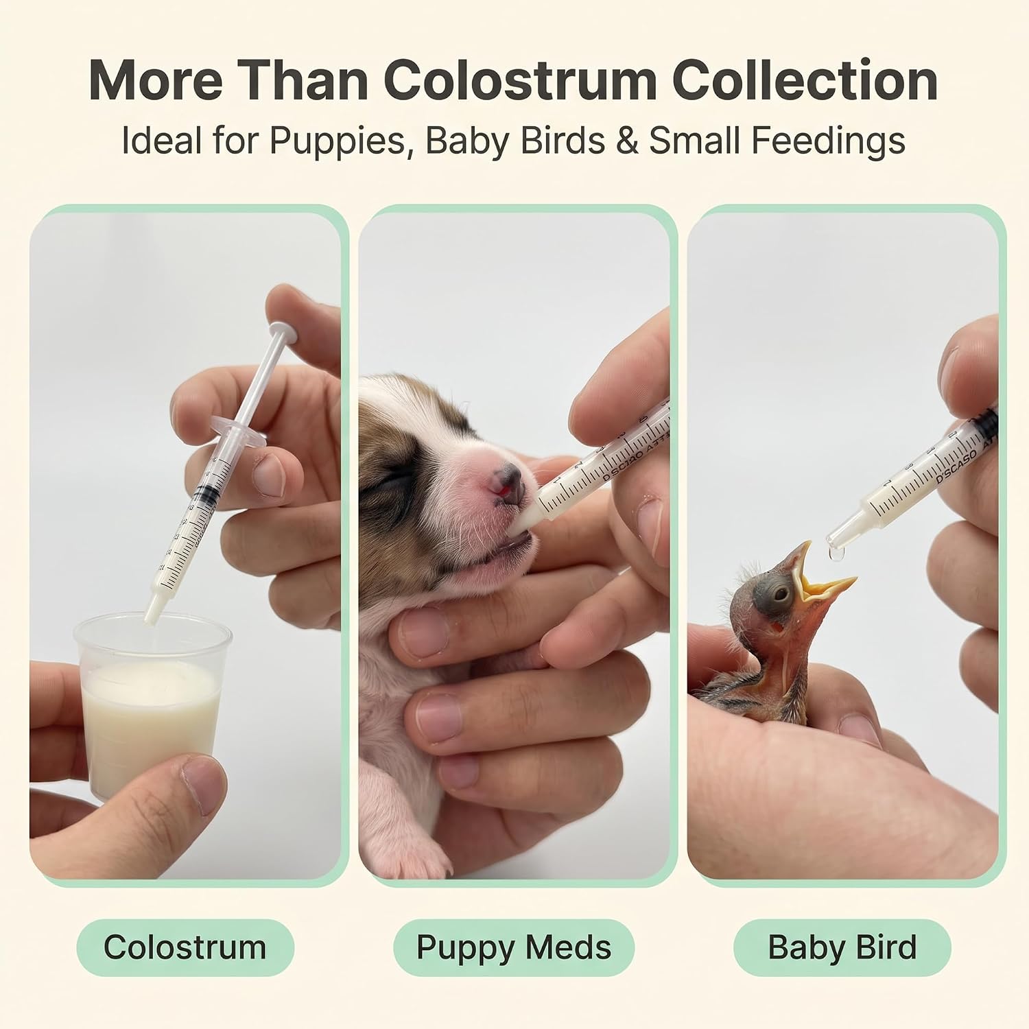 30 Set Colostrum Syringes Kit with Labels 1mL Colostrum Collector Freezer Safe Sterile Syringes with Cap, BPA-Free, Measuring Cup, Storage Bag