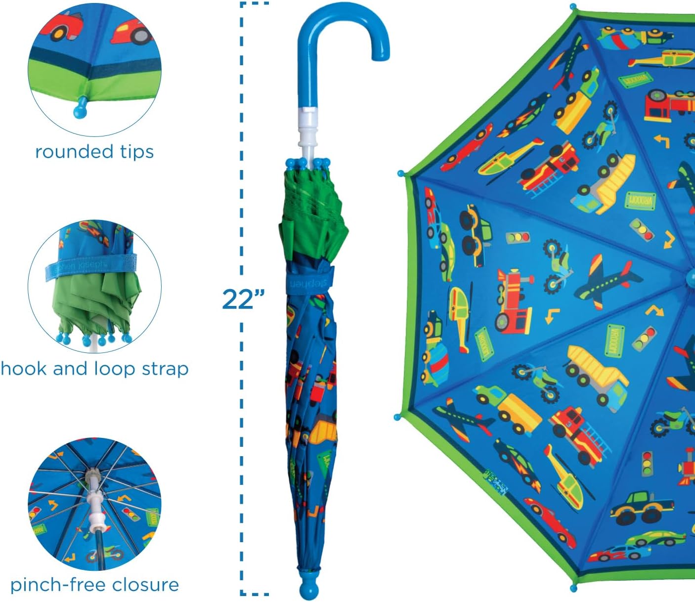 Stephen Joseph, Toddler and Little Kid Umbrella with Pinch Free Closure and Colorful Design