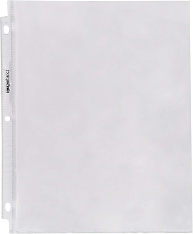 Amazon Basics Sheet Protectors for 3 Ring Binder, Lightweight, Acid-Free, Clear Plastic Sleeves, Letter Size, 8.5 x 11 Inch, 100-Pack