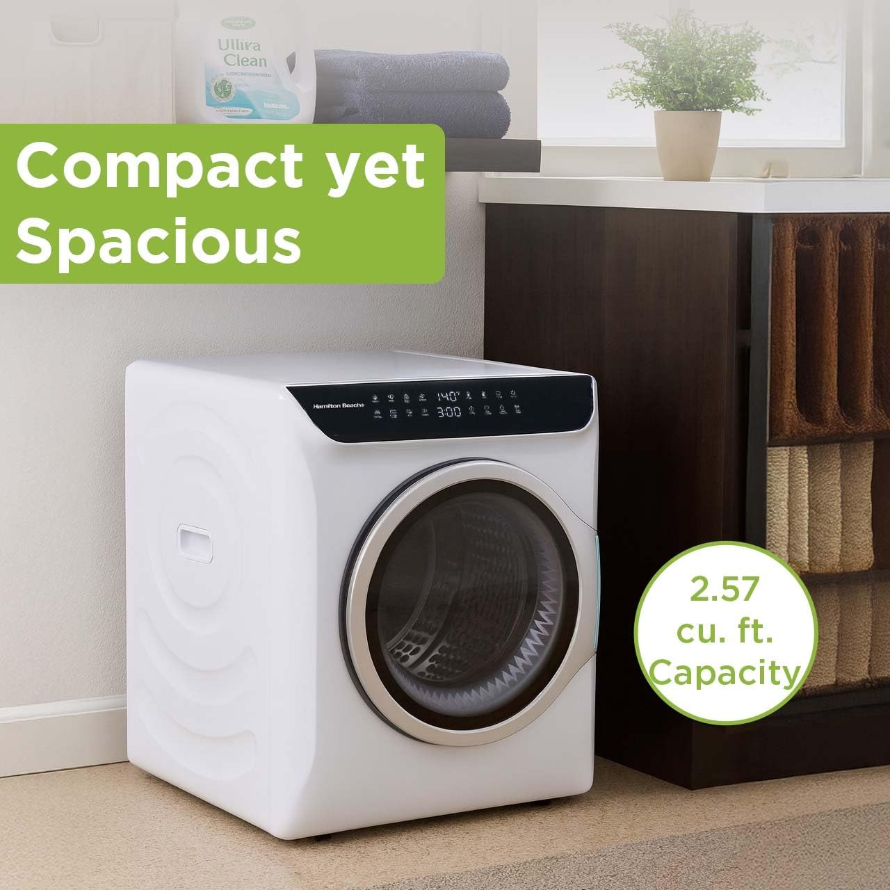 HAMILTON BEACH Electric Compact Portable Laundry Dryer, White