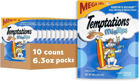 Temptations MixUps Crunchy Cat Treats, Surfer's Delight, 6.3 oz, 10 Pack