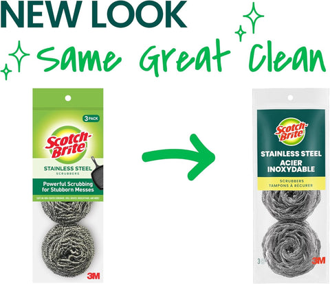 Scotch-Brite Stainless Steel Scrubbers, 3 Pack