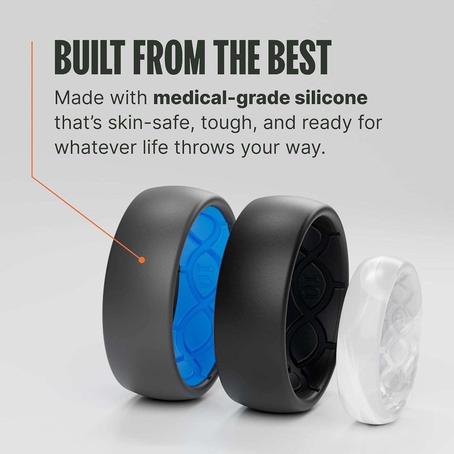 Groove Life Edge Silicone Ring for Men, Breathable Rubber Wedding Band