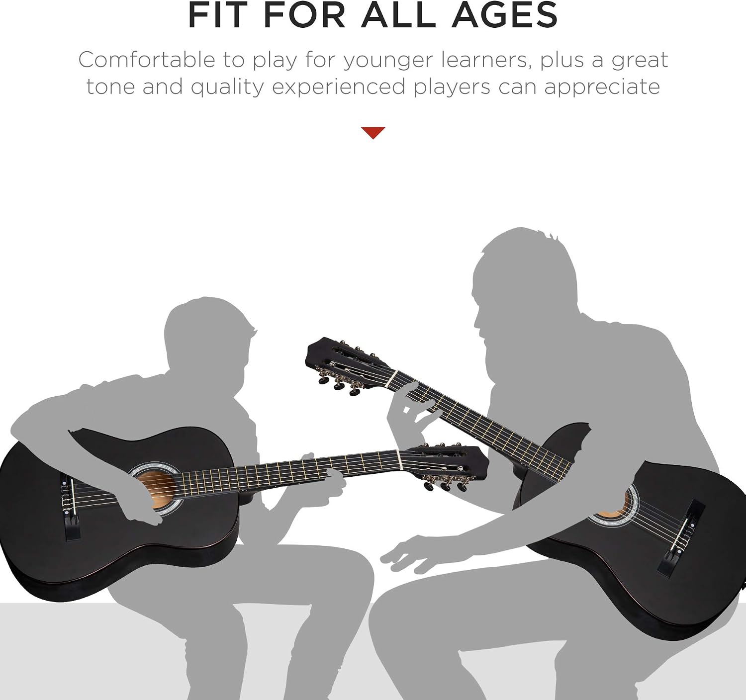 Best Choice Products 38in Beginner All Wood Acoustic Guitar Starter Kit w/Gig Bag, 6 Picks, Nylon Strings, Strap w/Pick Holder - Matte Black