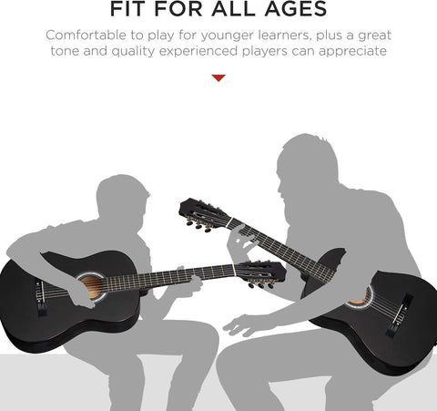 Best Choice Products 38in Beginner All Wood Acoustic Guitar Starter Kit w/Gig Bag, 6 Picks, Nylon Strings, Strap w/Pick Holder - Matte Black