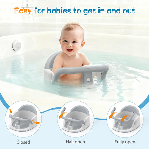 Baby Bath Seat with Suction Cups, 6M+ Up, Non-Slip, Portable, Easy Clean