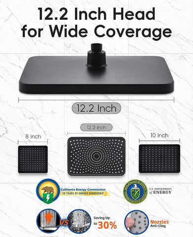 Rain Shower Head Starry Sky 12.2" High Pressure with Handheld Spray Combo