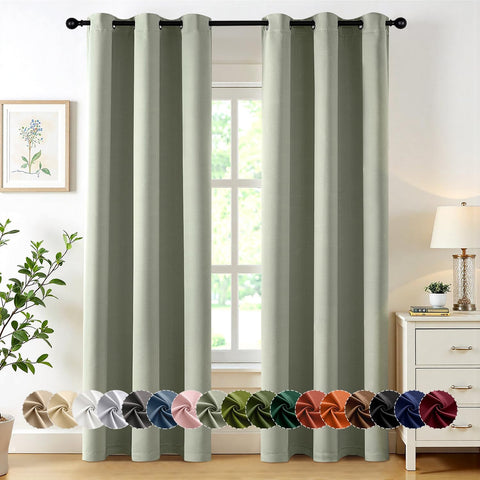 MIULEE Blackout Curtains for Bedroom 2 Panels 40 x 84 Inch Long Sage Green