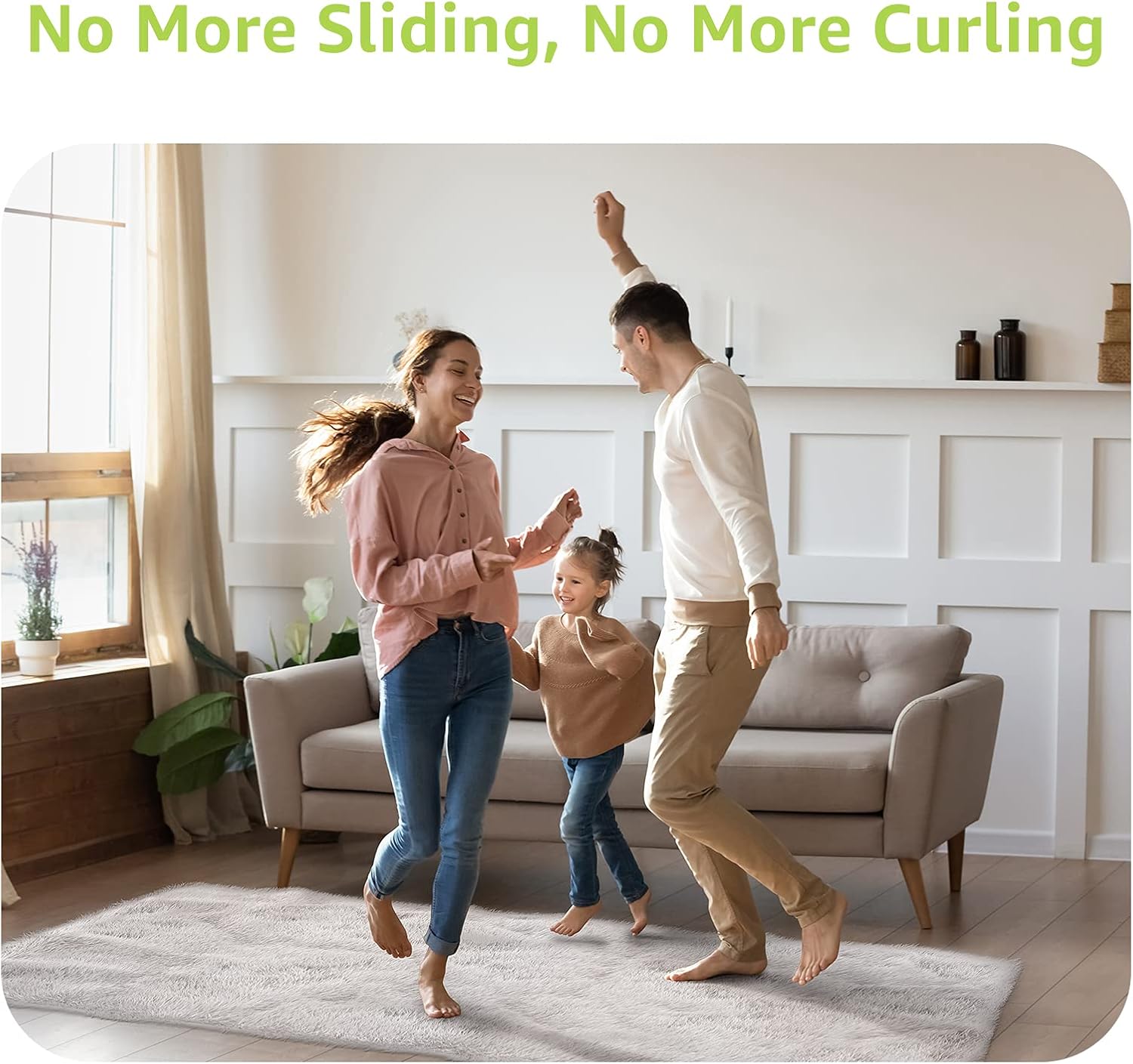 Rabenda Rug Tape Gripper for Hardwood Floors No Damage, 12 Pcs Carpet Tape