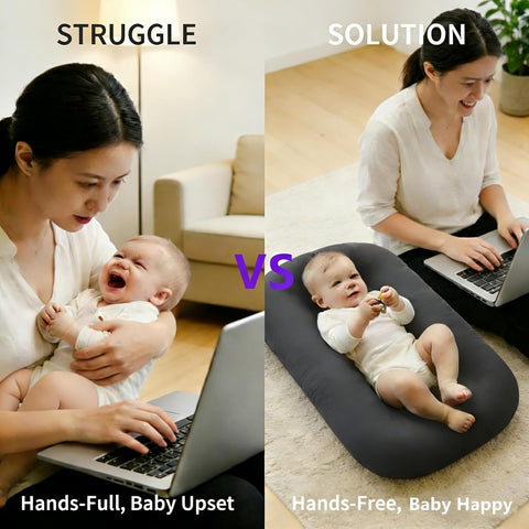 Baby Lounger 0-24 Months 100% Cotton Soft & Breathable(Gray)