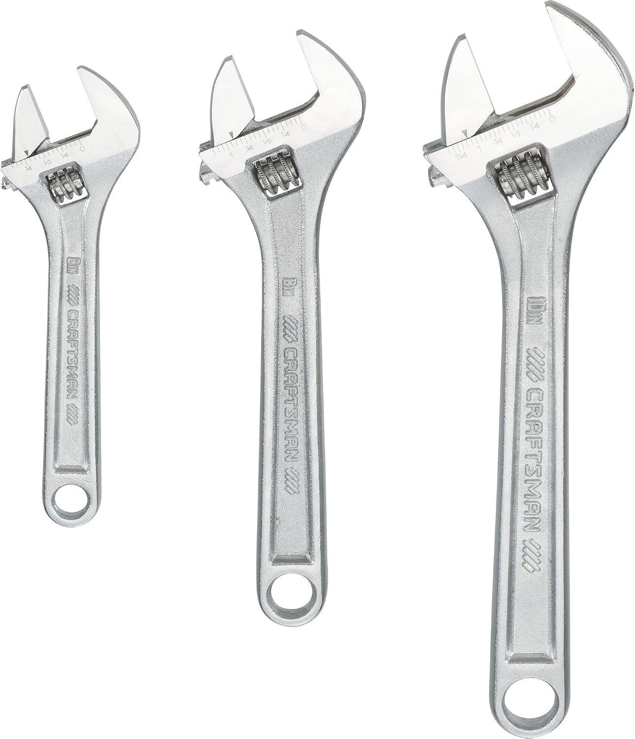 CRAFTSMAN Adjustable Wrench Set, 3-Piece All Steel, Metirc and SAE Scale (CMMT12001)