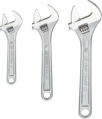 CRAFTSMAN Adjustable Wrench Set, 3-Piece All Steel, Metirc and SAE Scale (CMMT12001)