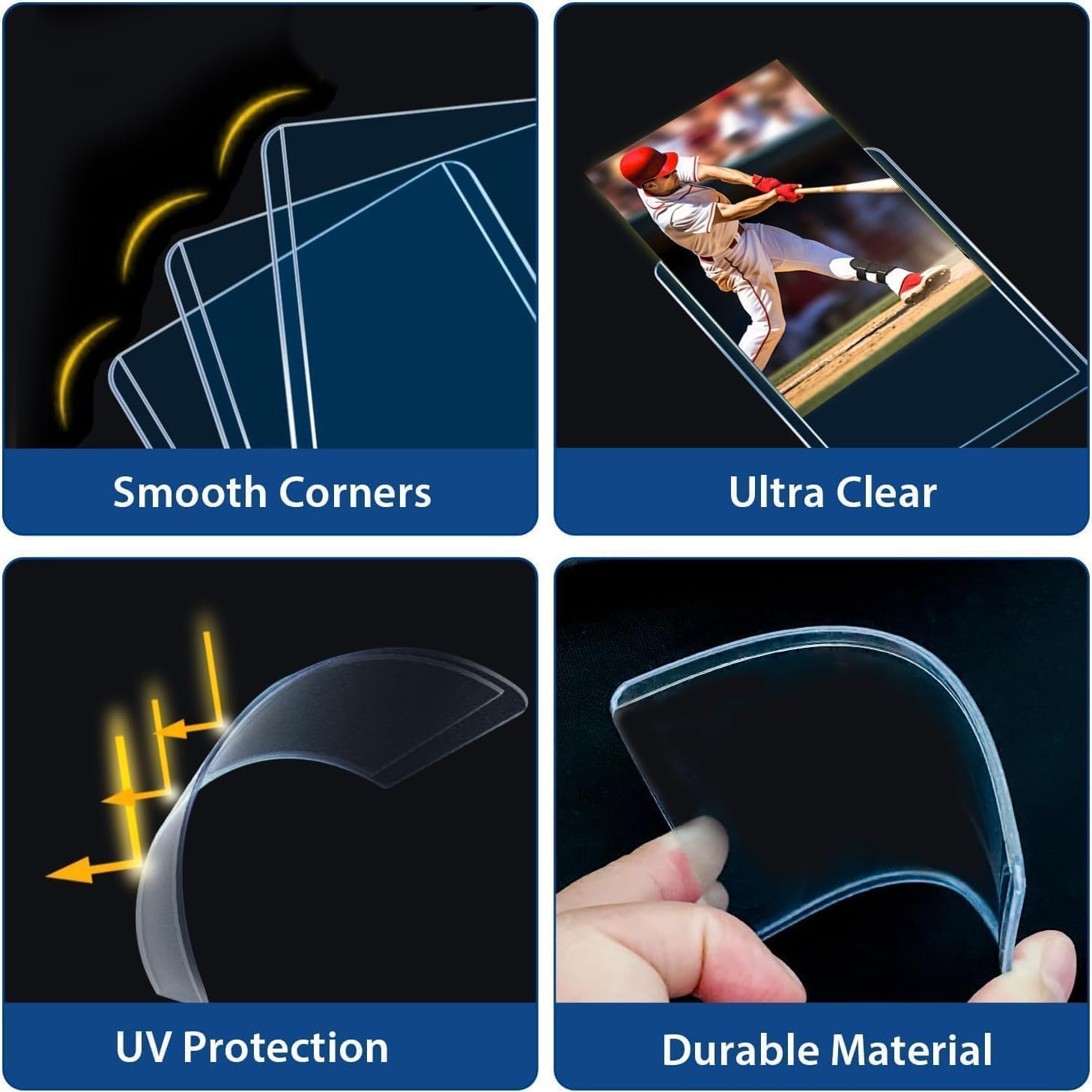 200 Card Sleeves Hard Plastic, Trading Card Holder (100 Hard + 100 Soft)