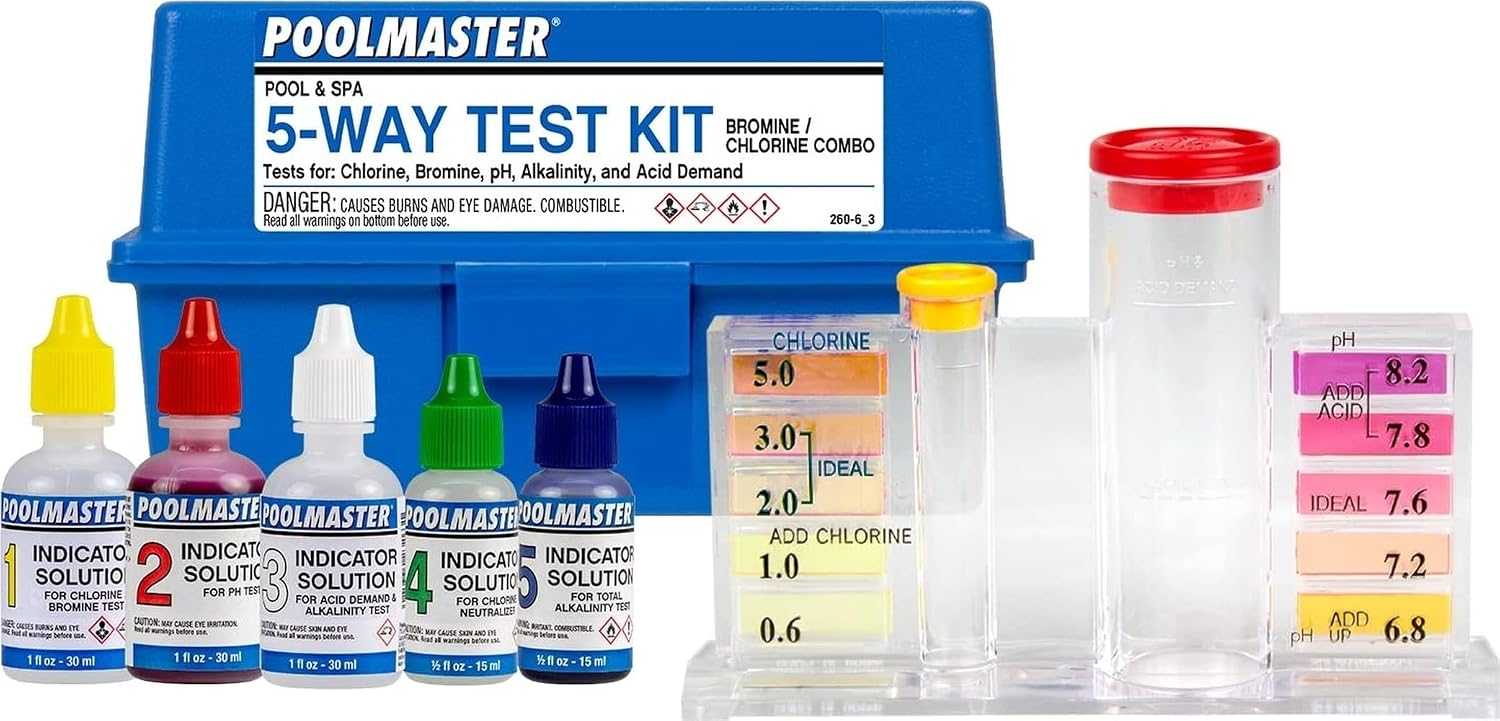 Poolmaster 5-Way Pool & Spa Water Test Kit with Liquid Reagents