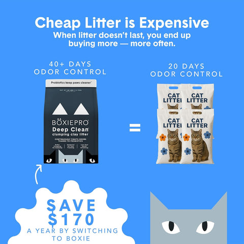 Boxie Probiotic Clumping Cat Litter 40+ Day Odor Control Dust Free 40 lb