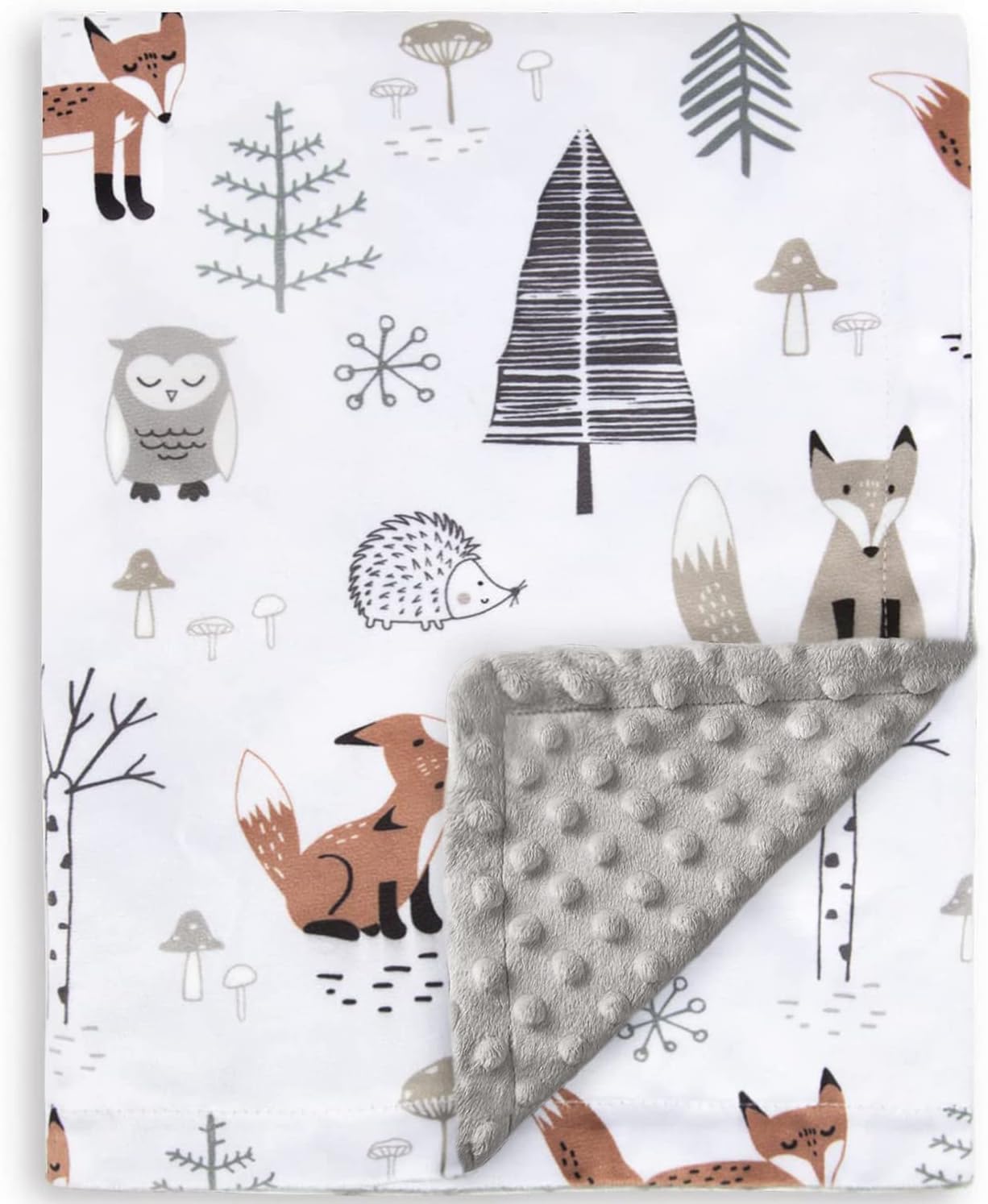 HOMRITAR Forest Foxe Baby Blanket for Boys Double Layer Dotted Backing