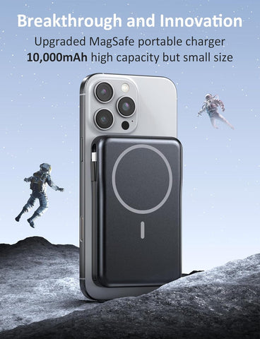 Magnetic Portable Charger 10000mAh, 20W Power Bank with Built in Cable