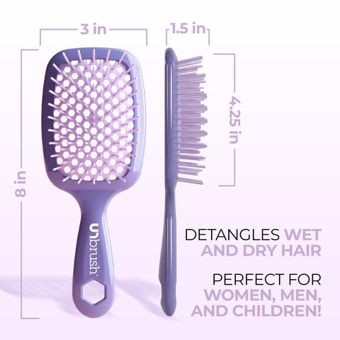 FHI Heat UNbrush Detangling Brush for Pain-Free Brushing on All Wet or Dry Hair Types — Durable DuoFlex Anti-Static Bristles, Lightweight Handle, Vented Hair Brush, Lavender Dark Purple