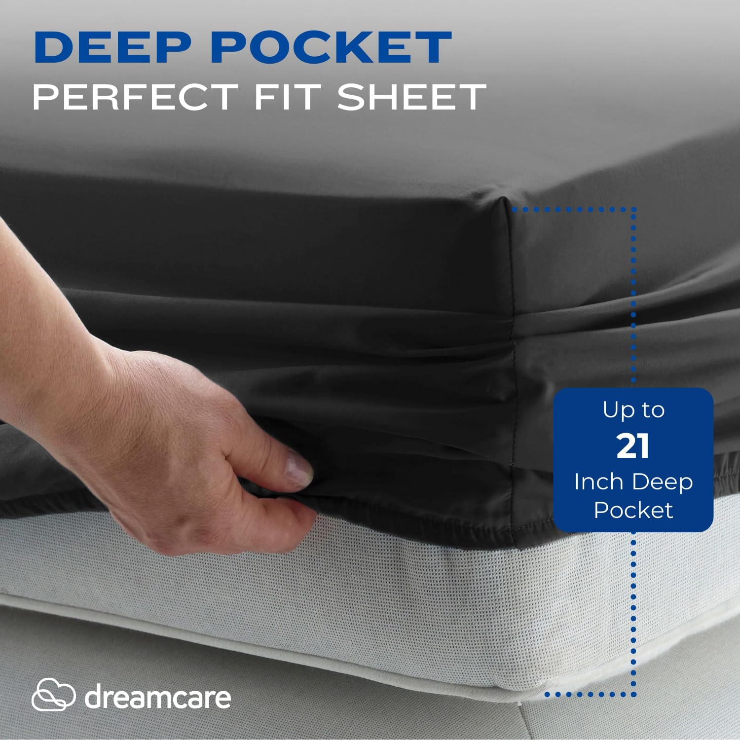 DREAMCARE Twin XL Sheets - Twin XL - Extra Deep - Gray