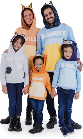 Bluey Matching Family Cosplay Fleece Hooded Sweatshirt