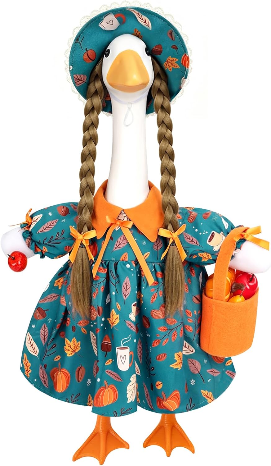 Fall Porch Goose Outfit Farmer Girl Goose Clothes for 23 Inch Porch Statue