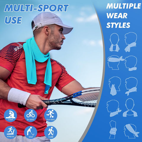 CSITE 6 Pack Cooling Towels (47"x12") for Neck and Face, Ice Towel for Hot Weather, Soft Breathable Chilly Gym Towels, Microfiber Towel for Work Out, Yoga, Running, Camping & More Activities