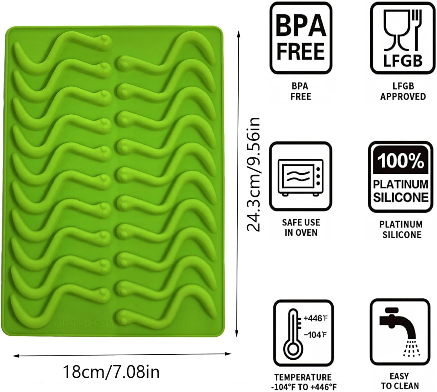 4Pcs Gummy Candy Molds - Silicone Gummy Worm Molds with 2Pcs Dropper,Non-stick and Bpa Free for Candy Chocolate Gummies Baking
