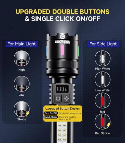 Esgreen Bright LED Rechargeable Flashlight High Lumen 20000 6 Inch - 2 Pack