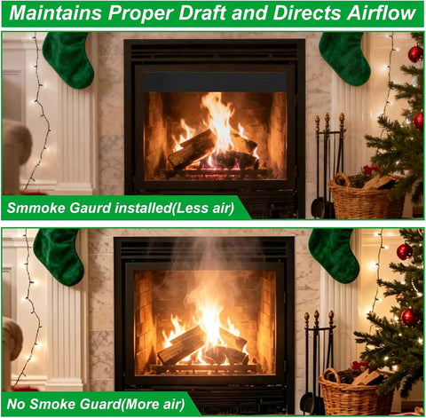 4 Inch Tall Fireplace Hood & Heat Deflector Shield Mantel Protects for Efficient Draft Control | Adjustable Smoke Guard for 28.5" to 48" Fireplaces