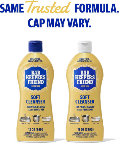 Bar Keepers Friend Soft Cleanser Liquid, 13 oz x 2, Multipurpose Surface Cleaner, Soap Scum & Grease from Stainless Steel & More