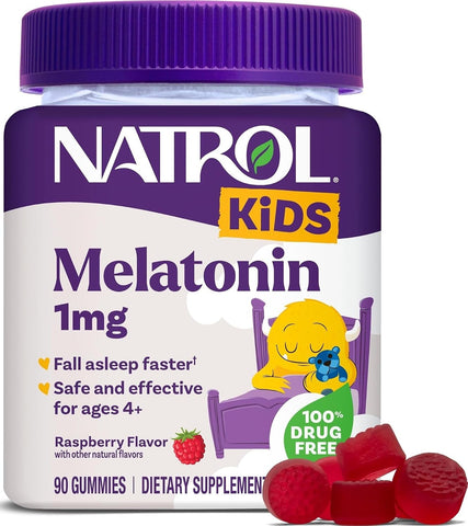 Natrol Kids Melatonin 1mg, for Restful Sleep, 90 Raspberry-Flavored Gummies