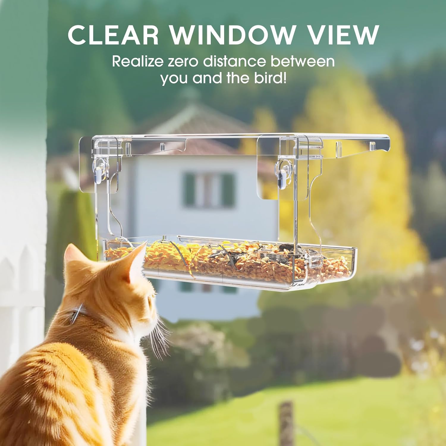 SUNALLY Window Bird Feeder for Outdoors, Clear Bird Feeders Window Mounted