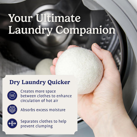 Handy Laundry Wool Dryer Balls 6-Pack, Reusable Natural Fabric Softener