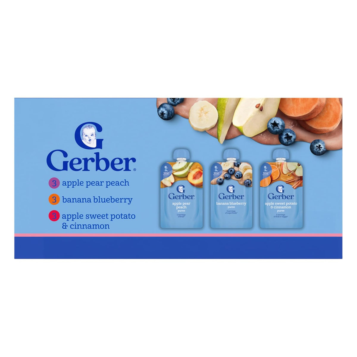 Gerber Toddler Fruit and Veggie Favorites Pouches, 3.5 Oz, 9 Pack