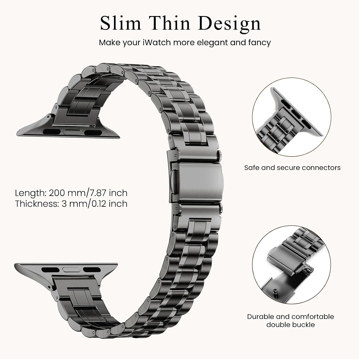 STIROLL Thin Metal Band Compatible with Apple Watch Bands for Women, Slim