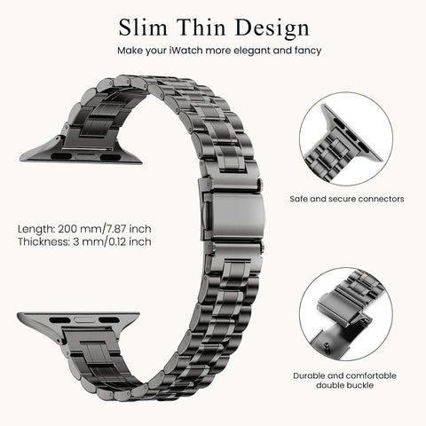 STIROLL Thin Metal Band Compatible with Apple Watch Bands for Women, Slim
