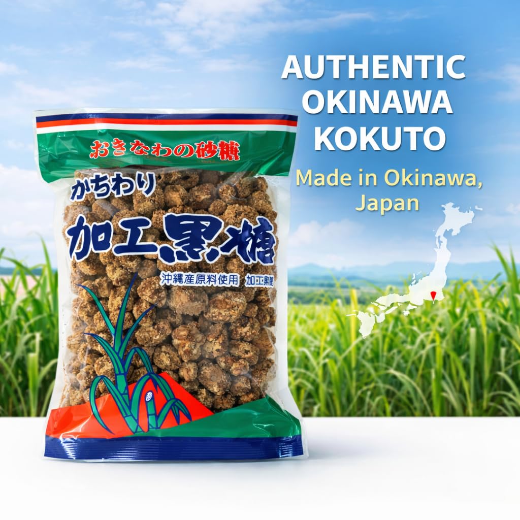 [Pack of 2] OKINAWA KACHIWARI KOKUTO BLACK SUGAR – Traditional Japanese Brown Sugar Chunks, Rich Molasses Flavor, Naturally Crafted from Sugarcane – 10.5 oz (300 g)
