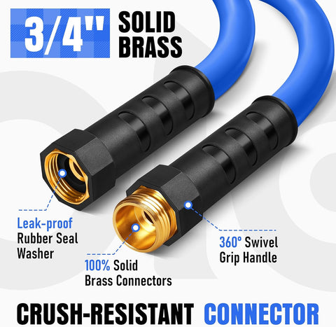 Heavy Duty Garden Hose 75 ft, Non-Expanding Flexible Water Hose, Kink Resistant Lightweight Hybrid Hose, Leakproof Hose Male to Female Fittings