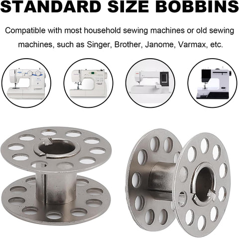 Metal Sewing Machine Bobbins, Compatible with Singer, Brother, Janome