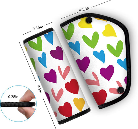 DreamsLink.LC Kid's Seat Belt Cover Pad, Neck & Abdomen Cushion for Children- Soft and Breathable Straps Cover Support (Colorful Heart)