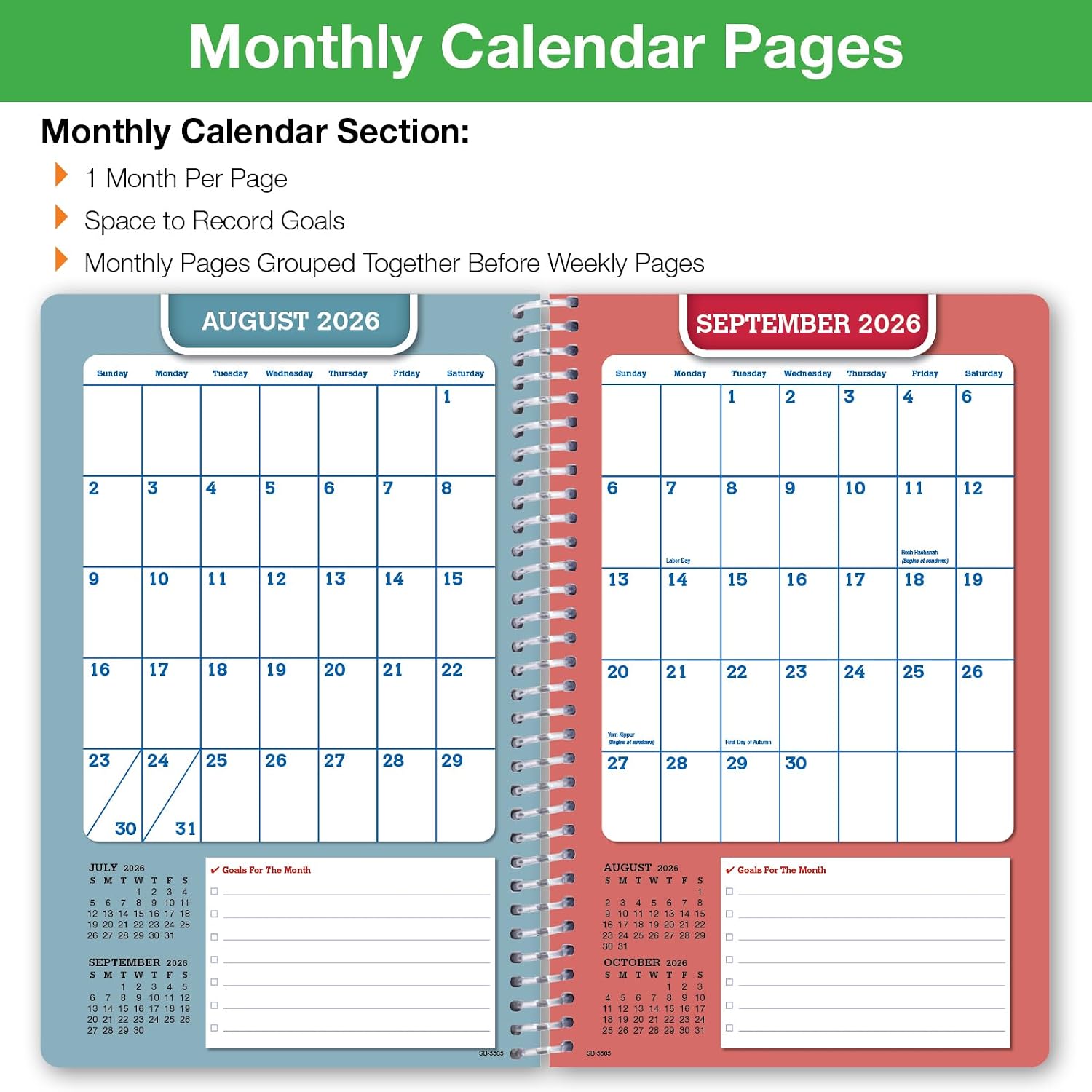 Global Datebooks 2026-2027 Middle & High School Student Planner 5.5" x 8.5" - Dated Weekly & Monthly Academic Planner with Ruler/Bookmark & Stickers, Ideal for Homework, Block Style, Galaxy