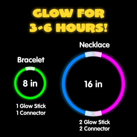 JOYIN 100 Pcs 8" Glow sticks Bulk Party Favors Pack, Neon Glow in the Dark Party Supplies, Light Up Necklaces and Bracelets with Connectors, Easter, Football, Birthday Decorations
